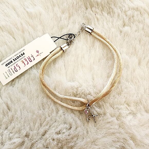 Peyote Bird Jewelry - NEW Peyote Bird Free Spirit Sterling Silver Key Cross Double Charm Cord Bracelet